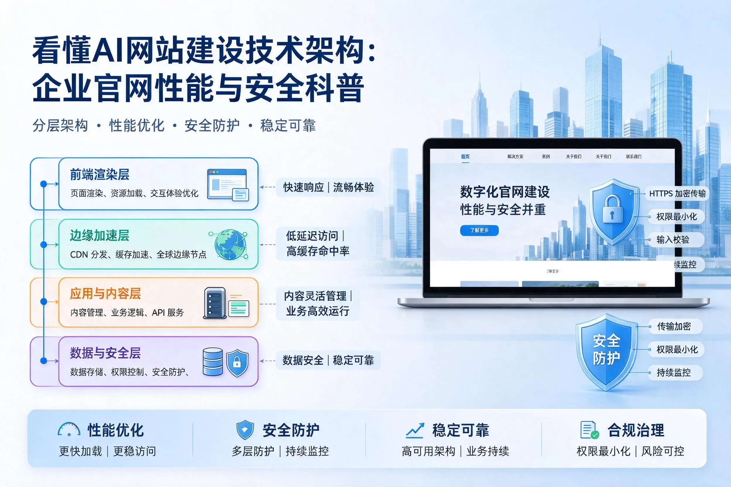 看懂AI网站建设技术架构:楚雄企业官网性能与安全科普