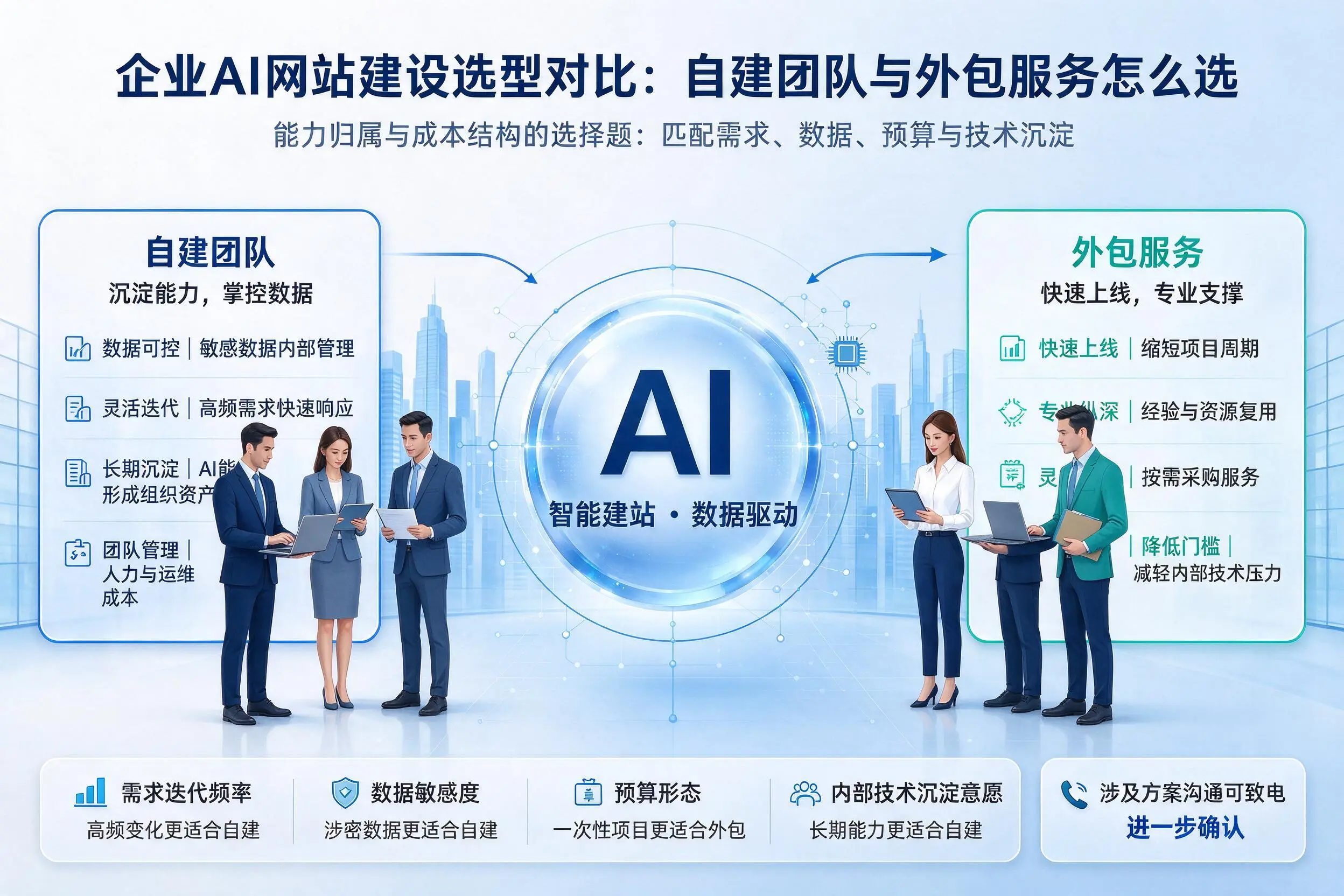 楚雄企业AI网站建设选型对比:自建团队与外包服务怎么选